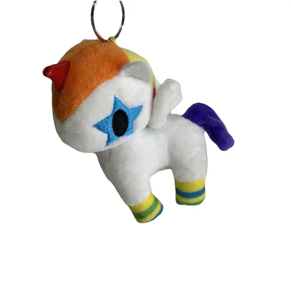 Tokidoki Unicorn White Colorful Stars Keychain Mini Plush 4” X 3.25”
